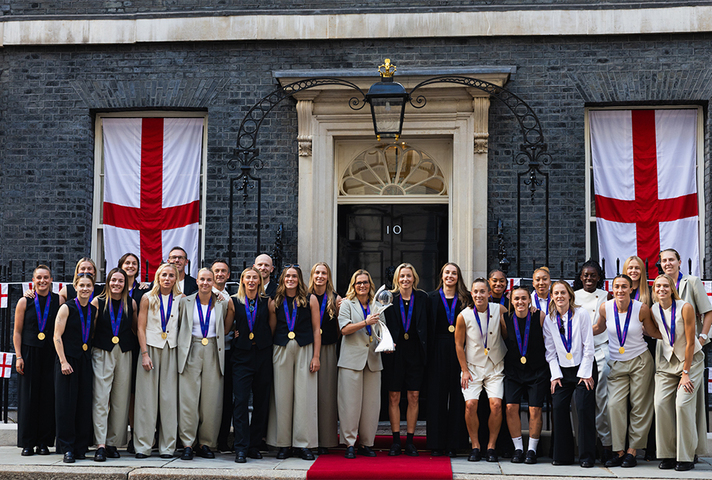 Lionesses outside 10 Downing Street