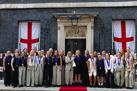 Lionesses outside 10 Downing Street