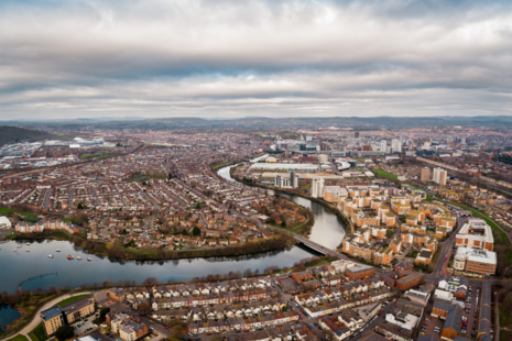 Aerial view of Cardiff