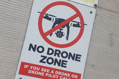 A warning sign for a 'no drone zone'
