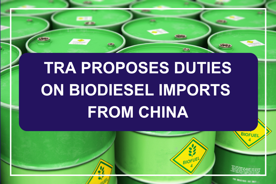 TRA proposes new anti dumping measure on Chinese biodiesel