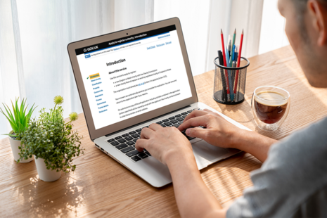 registration application on laptop