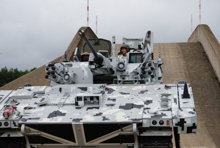 A tank at General Dynamics, Merthyr Tydfil.