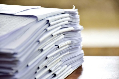 A pile of exam papers