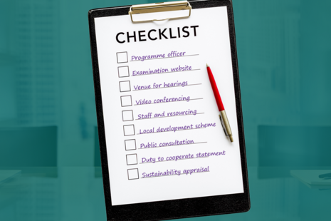Checklist depicting pre-examination tasks