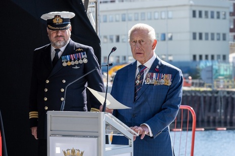 His Majesty The King, seen here at the commissioning ceremony of HMS Agamemnon in Barrow-in-Furness