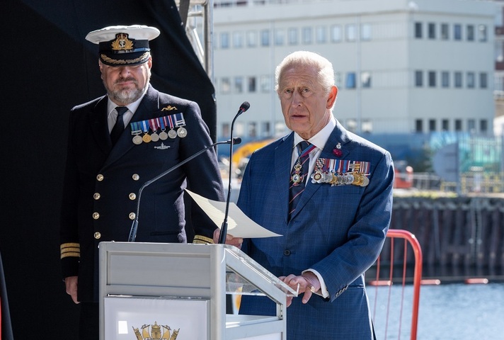 His Majesty The King, seen here at the commissioning ceremony of HMS Agamemnon in Barrow-in-Furness