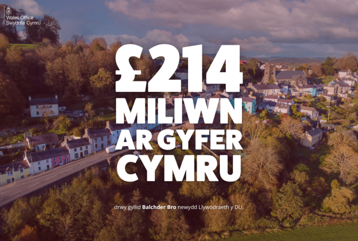 In Welsh: "£214 million for Wales through new UK Government Pride in Place funding."