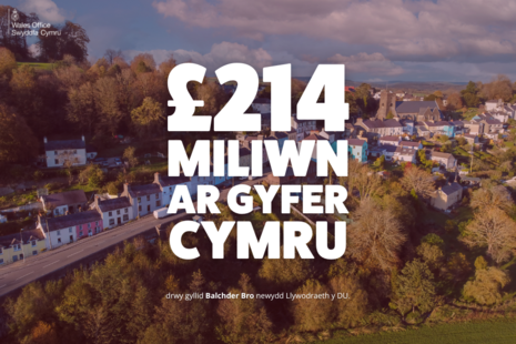 In Welsh: "£214 million for Wales through new UK Government Pride in Place funding."
