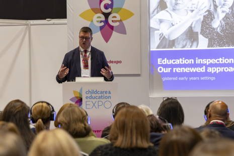 Martyn Oliver speaking at the childcare and education expo