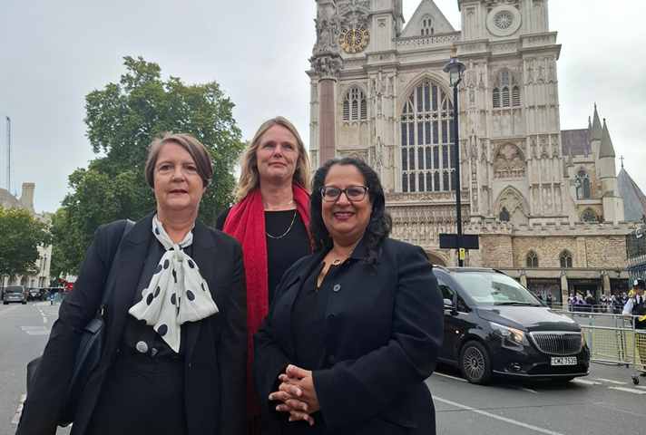 Sarah Goom, Caroline Croft and Mel Nebhrajani CB 