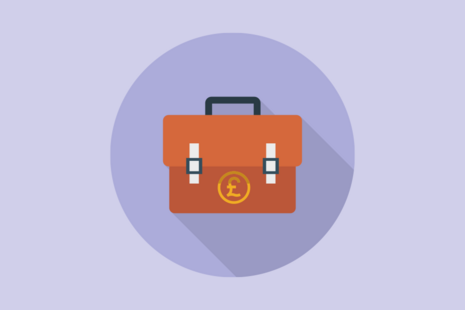 Briefcase with pound sign on it.