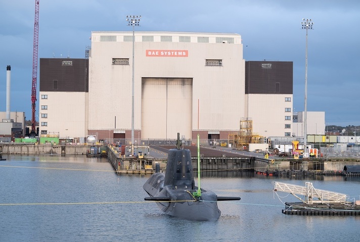 HMS Agamemnon as she dives for the first time at BAE Systems in Barrow.