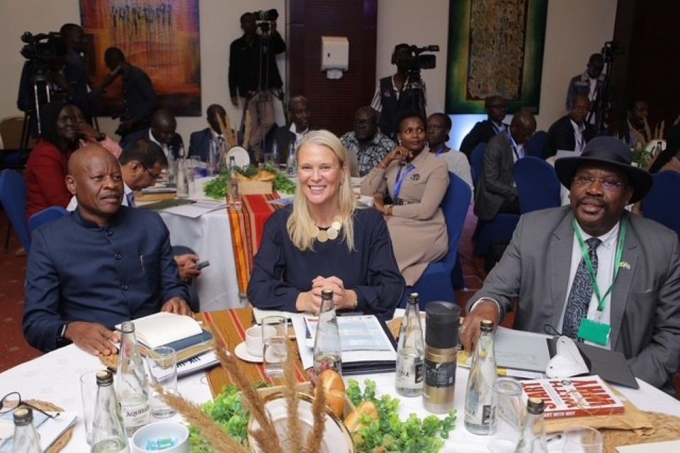The British High Commissioner, H.E. Lisa Chesney alongside General Wilson Mbadi, Minister of State, Trade Industry & Cooperatives and Major General David Kasura, at UK-Uganda agro industrialisation forum