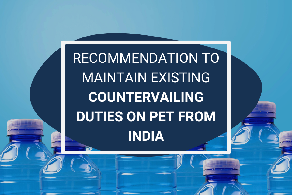 Countervailing measure on PET from India maintained