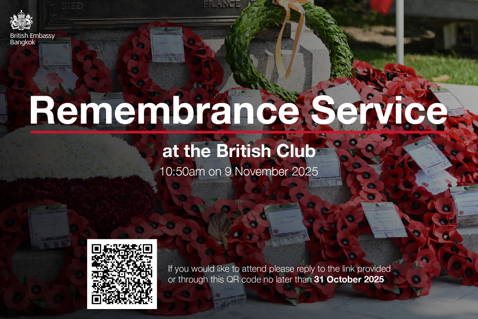 Bangkok: Remembrance Service Sunday, 9 November 2025