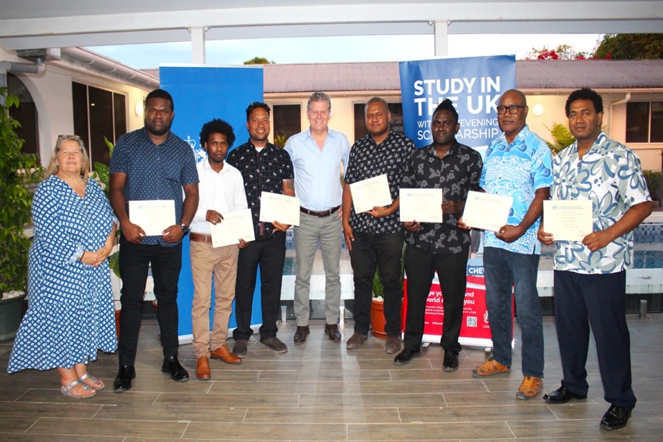 The 2024-2025 Chevening cohort welcomed home by High Commissioner Paul Turner and Deputy High Commissioner Emma Davis.