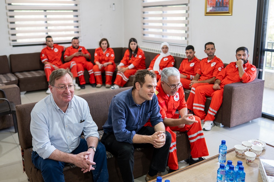Minister Falconer at Red Cross center in South Lebanon