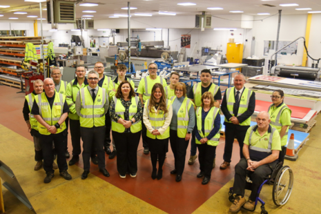 Scotland Office Minister Kirsty McNeill meets the team of veteran employees at Scotland's Bravest Manufacturing Company in Erskine