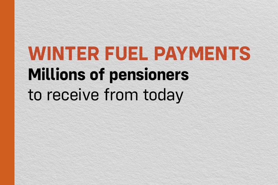 Millions of pensioners to receive Winter Fuel Payments from today