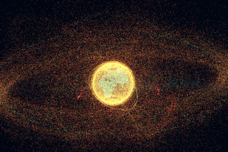 Space debris surrounding Earth