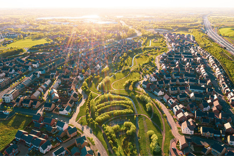 Aerial view of modern housing development