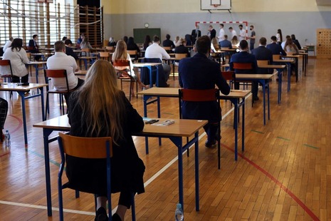 Students taking an exam