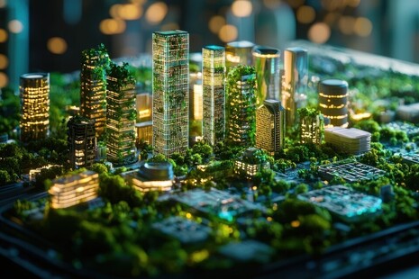 Image of a sustainable city model generated with AI
