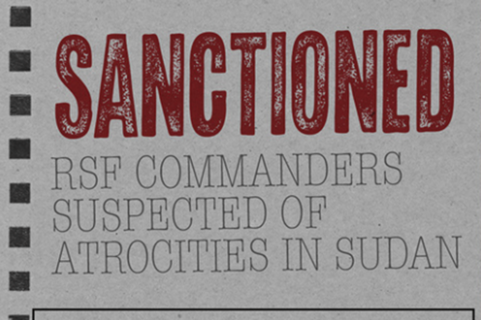 Read ‘UK sanctions commanders responsible for Sudan atrocities and pledges additional humanitarian support as Cooper says atrocities must not go unpunished’ article