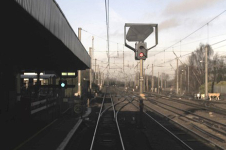 Forward-facing CCTV from the train involved showing the junction signal set for the diverging route (image courtesy of Great Northern).
