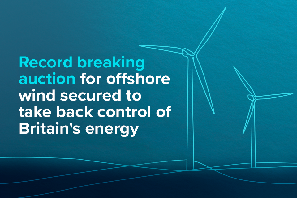 Record breaking auction for offshore wind secured to take back control of Britain's energy