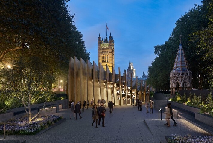 An artist interpretation of the planned Holocaust Memorial and Learning Centre in Victoria Tower Gardens.