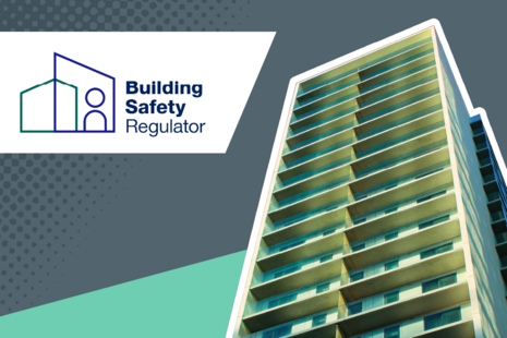 Building Safety Regulator logo above a high-rise residential building