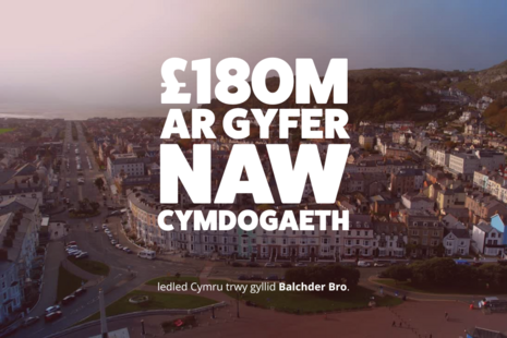 In Welsh: £180m for nine neighbourhoods across Wales through Pride in Place funding.