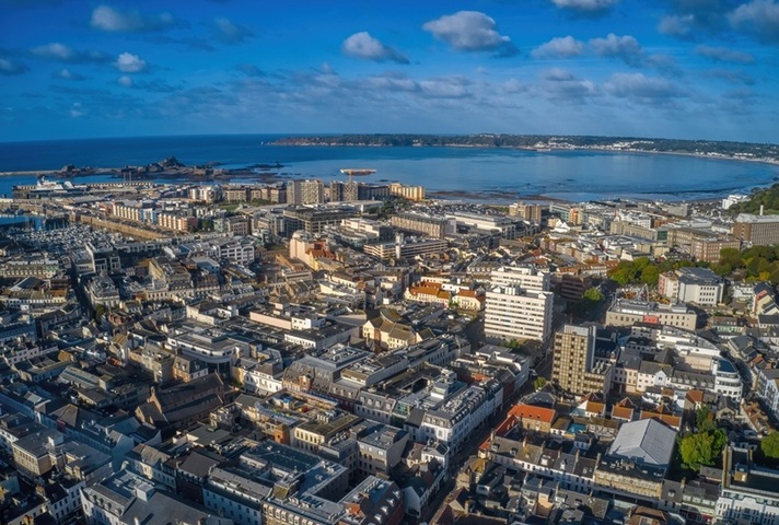 Aerial view of St Helier, Jersey. Credit: Shutterstock.