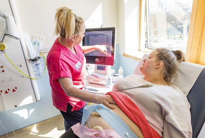 Pregnant woman having an ultrasound