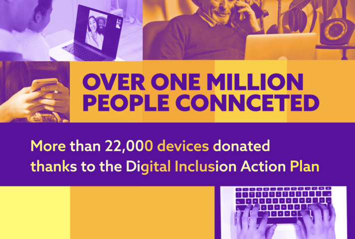Over one million people connected. More than 22,000 devices donated thanks to the Digital Inclusion Action Plan.