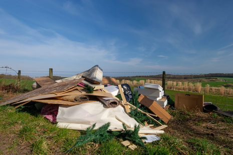 Fly tipping in field