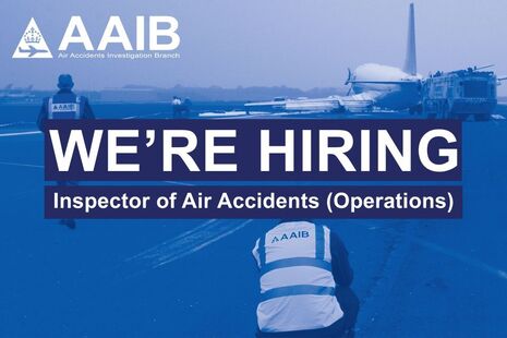 Graphic to advertise Inspector of Air Accidents (Operations) vacancy