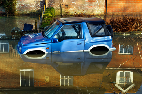 Car in flood water
