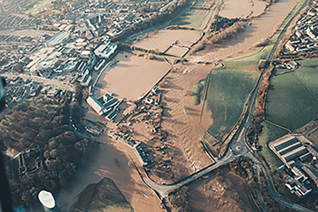Aerial view of flooding
