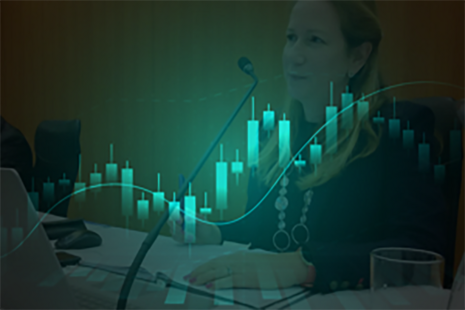 Statists graph with person in the background