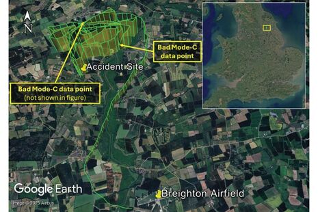 Aircraft’s flight path from Claxby radar data