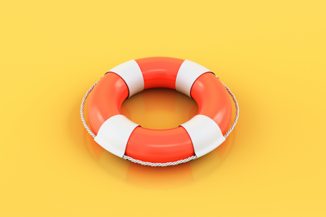 An orange lifebuoy ring