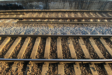 Railway tracks and trains