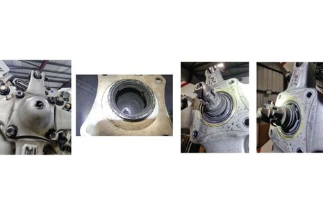 Bearing cover, and damaged tail rotor bearing in situ