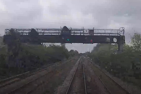 Forward-facing CCTV from the train involved showing the junction signal set for the diverging route (courtesy of Northern).