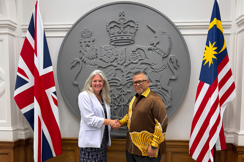 DBT Permanent Secretary Amanda Brooks with His Excellency Dato' Zakri Jaafar, the High Commissioner of Malaysia