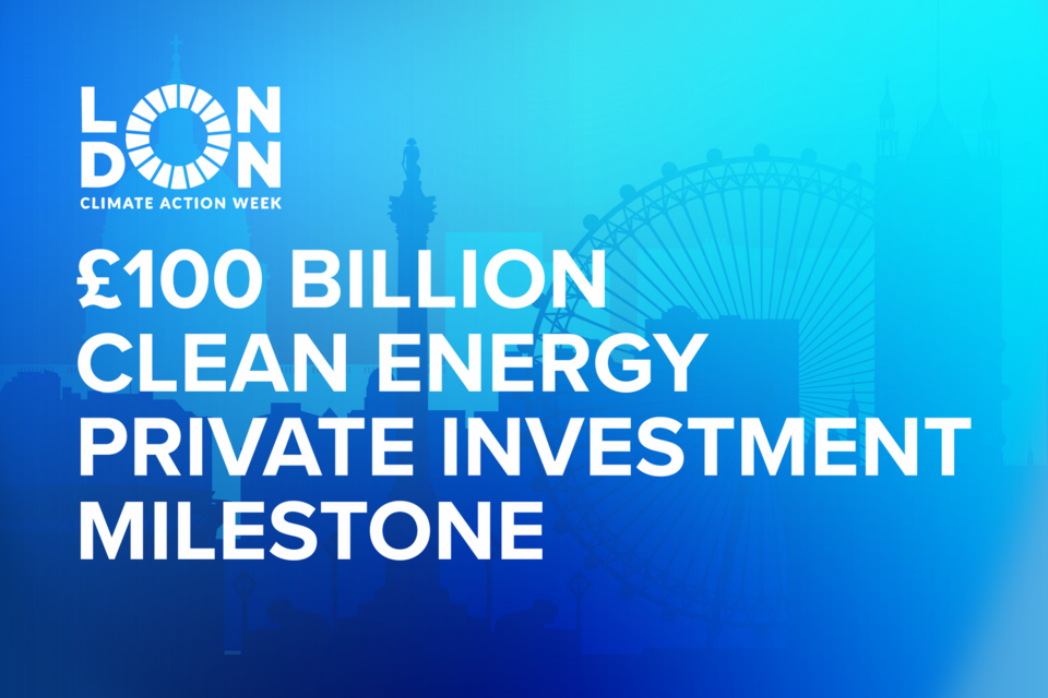 Government has secured £100 billion of clean energy investment