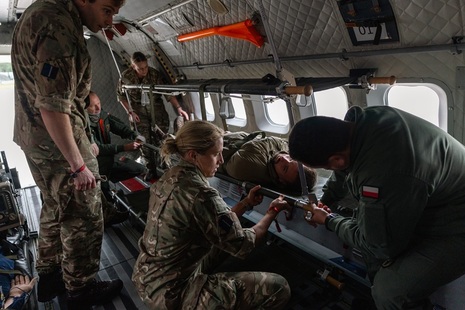 Unloading a military aircraft